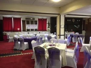 The hall for hire decorated for an event